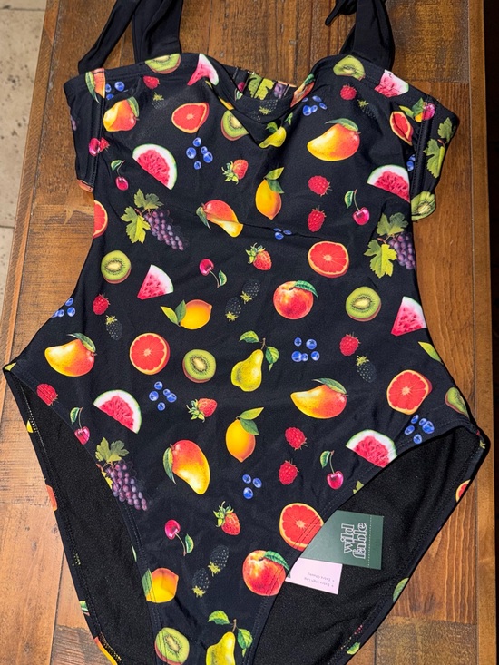 Target Other - Target Women’s Black Fruit Print One-Piece Swimsuit